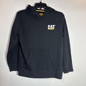 Kids CAT Caterpillar Hoodie Sweatshirt Large 14/16‎ Black Logo Work Wear